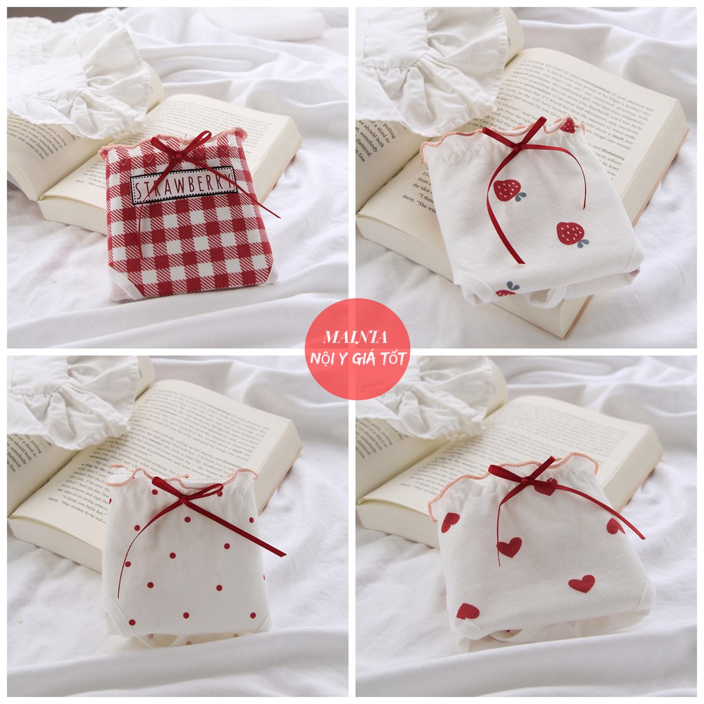 [ M,L,XL ] Quần Lót Cotton Hoạ Tiết Trái Tim Đỏ Dễ Thương Chíp Nữ Cotton Xinh Xắn Mainia Shop