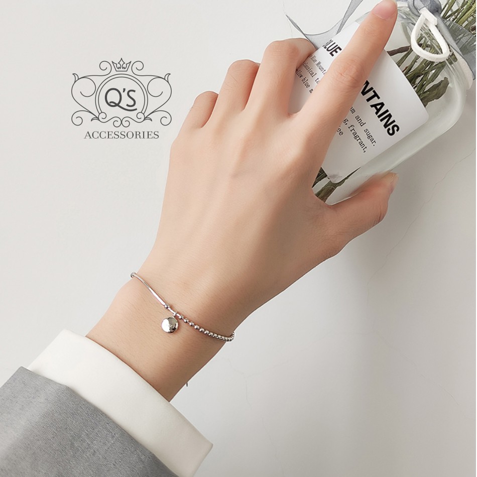 Vòng tay bạc lucky lắc tay bi bạc mặt chữ bất đối xứng LUCKY Bracelet S925 SO00 - KÈM ẢNH THẬT