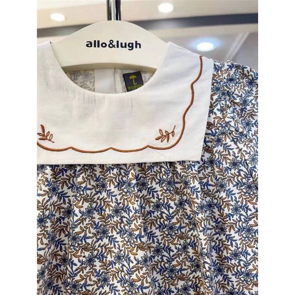 Set bộ bé gái hoạ tiết hoa lá bâu thủy thủ thêu iu