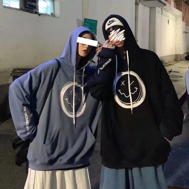 Áo hoodie dáng rộng in họa tiết hoạt hình phong cách Hàn Quốc thời trang cho nam và nữ size M-8XL