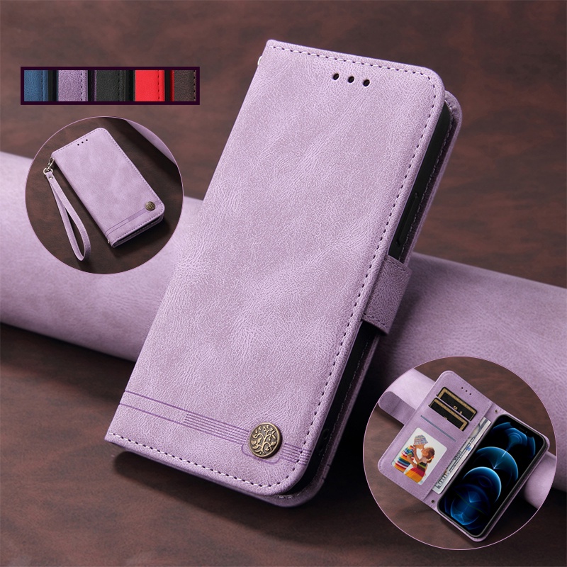 Ốp điện thoại da mềm kiểu ví lật cao cấp có ngăn đựng thẻ và dây đeo cho IPhone 13 12 Mini 11 Pro Xs Max XR