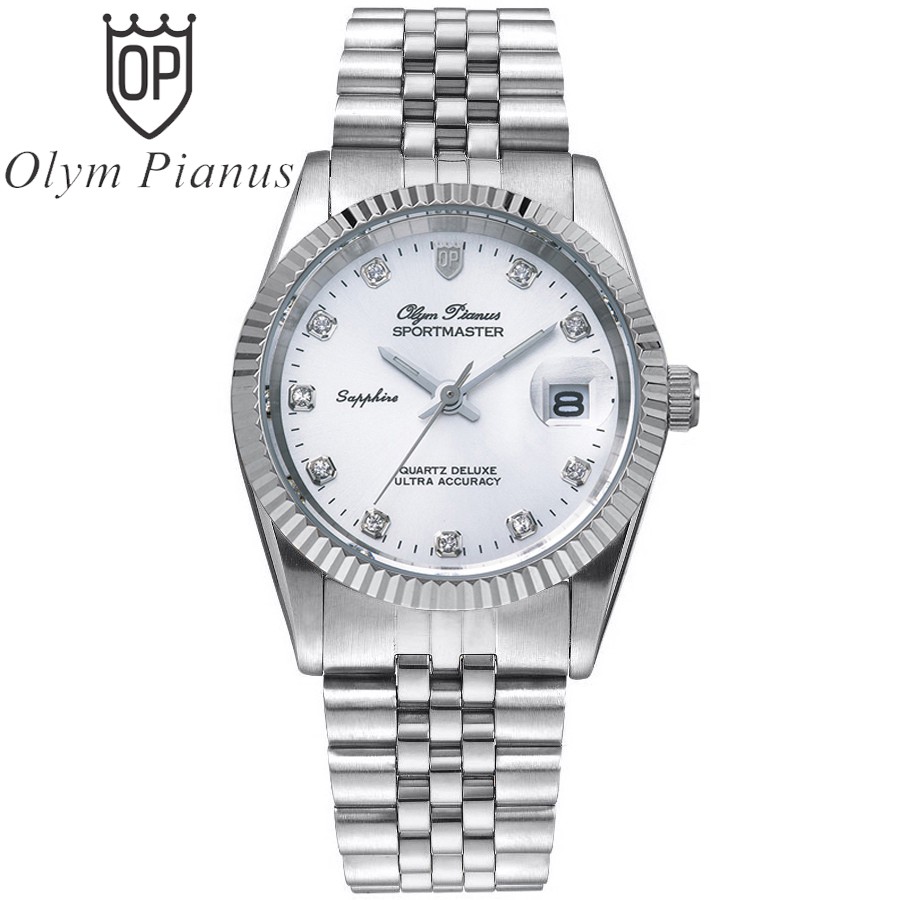 Mặc gì đẹp: [Freeship] Đồng hồ nam mặt kính sapphire Olym Pianus OP89322 OP89322MS trắng