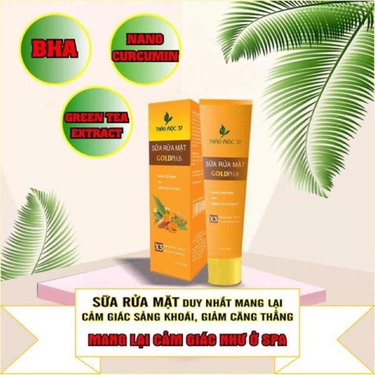 Sữa rửa mặt nghệ trắng da ngăn mụn goldplus thảo mộc 37