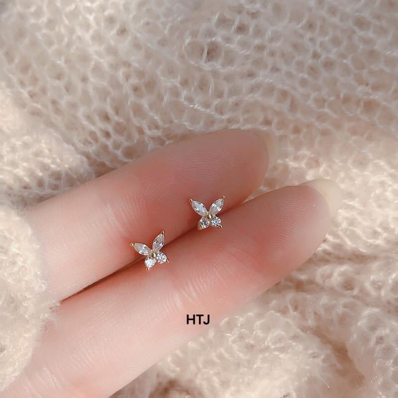 Bông Tai Nữ Butterfly Đá Mini Bạc Ta - Trang sức Vàng Bạc Hoà Thảo HTJ