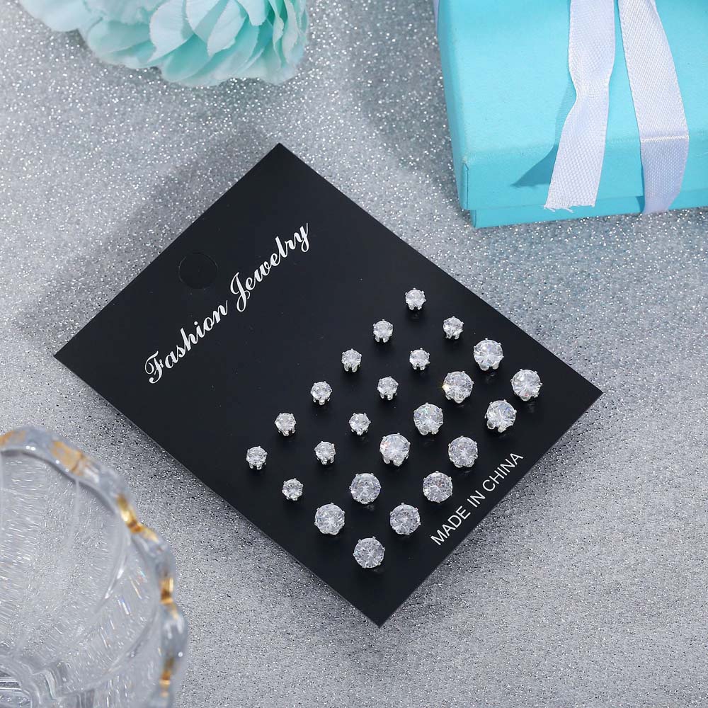 Set 12 Đôi Bông Tai Kim Loại Cho Nữ