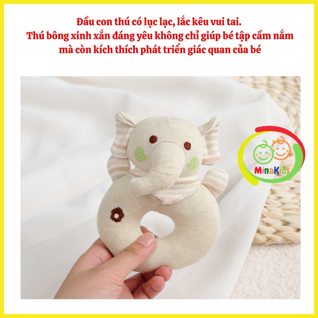 Thú Nhồi Bông Lục Lạc Xúc Xắc Cầm Tay Đồ Chơi Cho Bé Sơ Sinh MamiBeby 100% Cotton Organic An Toàn Cho Bé TCT21