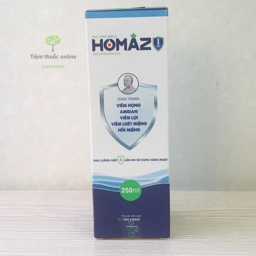 Súc họng miệng HOMAZ ONE - Dùng trong viêm họng, amidan, viêm lợi, viêm loét miệng, hôi miệng