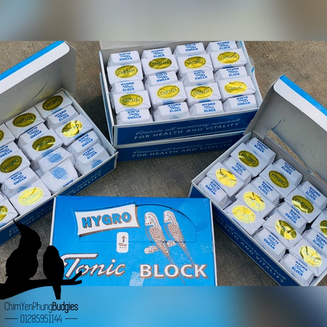 10 VIÊN KHOÁNG HYGRO TONIC BLOCK cho VẸT &amp; CHIM CẢNH XUẤT XỨ: BỈ