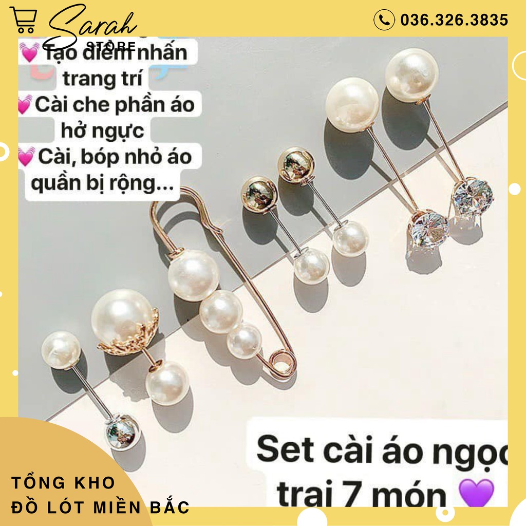 Set 7 cài áo đính đá đính ngọc siêu sang