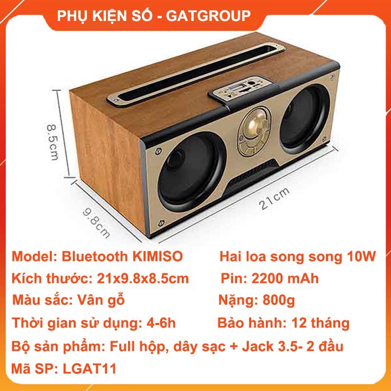 Loa Bluetooth Mini Kimiso KM-7 Nghe Nhạc Hát Karaoke Vỏ Gỗ Sang Trọng Bass Cực Mạnh LGAT11