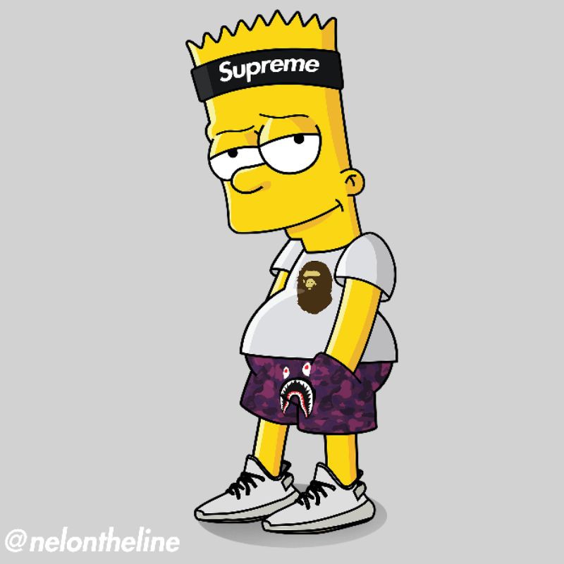 Áo Thun Họa Tiết Simpson Supreme Cá Tính Dành Cho Bé