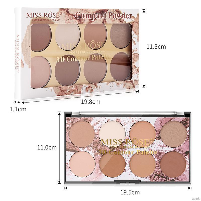 Bảng Phấn Tạo Khối MISS ROSE 8 Màu Kiểu Phấn Nén Che Khuyết Điểm Kiềm Dầu Kháng Nước
