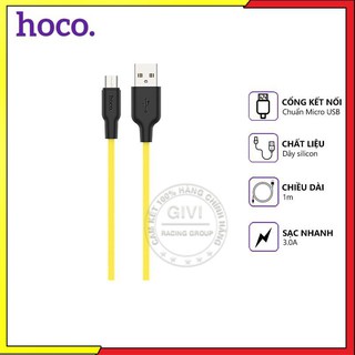 Cáp sạc nhanh Hoco X21 Plus dây silicon 2.4A, cổng kết nối Micro Usb, dài 1m