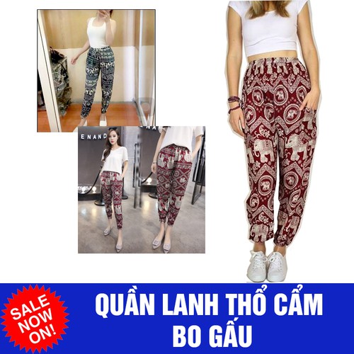 Quần Dài Lanh Bo Gấu Alibaba Họa Tiết Thổ Cẩm (SP001031 )