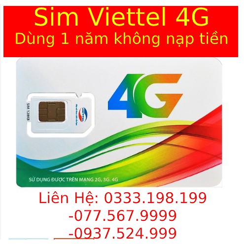 [Dùng 4G 1 năm miễn phí ] Sim 4G D500 Viettel / Vinaphone / UMAX50N Trọn Gói 1 Năm Không Nạp Tiền có thể nghe gọi