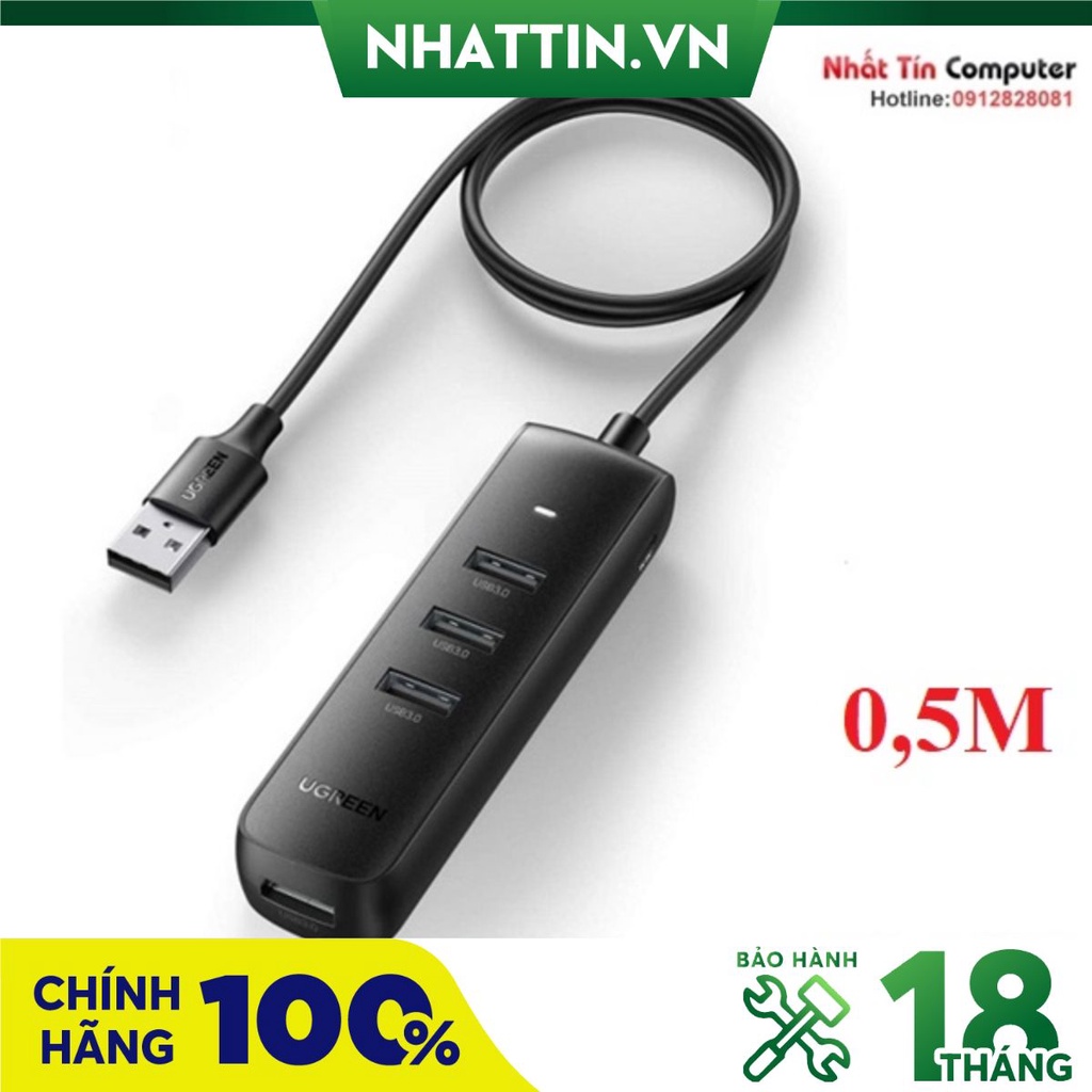 Hub chia USB 3.0 ra 4 cổng dài 0,5M chính hãng Ugreen 80656 cao cấp
