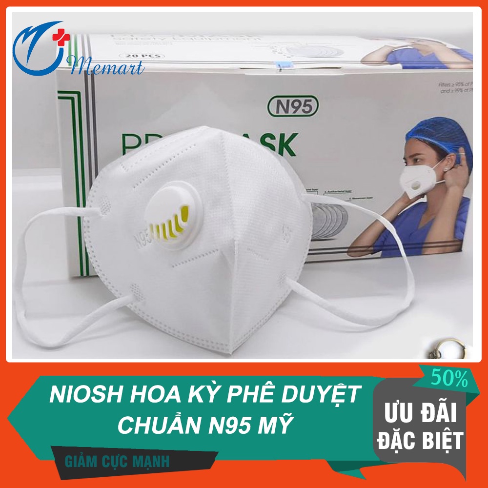 Khẩu Trang N95 Promask Không Van và Có Van Thở 5 Lớp (1 hộp)