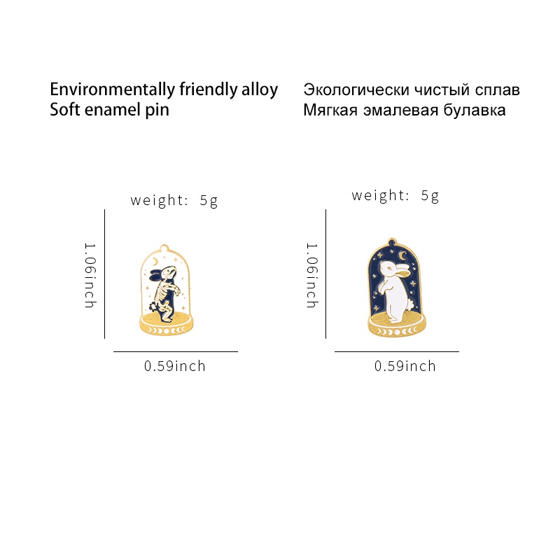 Ghim Cài Áo Họa Tiết Hoạt Hình Đầu Lâu / Thỏ / Bầu Trời Đầy Sao Tráng Men Dễ Thương Cho