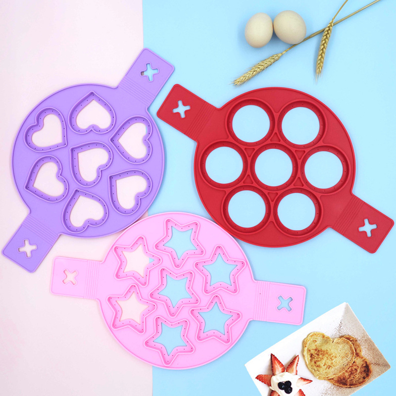 (hàng Mới Về) Khuôn Silicone Tạo Hình Trứng Chiên / Làm Bánh Pancake 3 Phong Cách