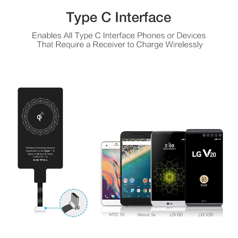 Đế Sạc Nhanh Không Dây Qi Cổng Micro USB Type C Cho iPhone 6 7 Plus 5s Samsung Huawei Xiaomi