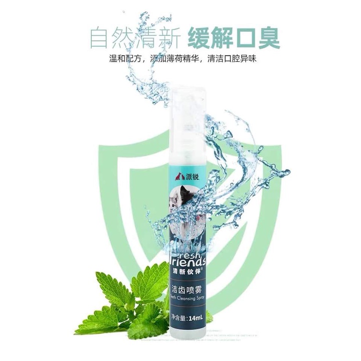 Xịt Thơm Miệng Chó Mèo Fresh Friend 14ml Ngừa Hôi Miệng, Loại bỏ Mảng bám, phòng bệnh viêm nướu