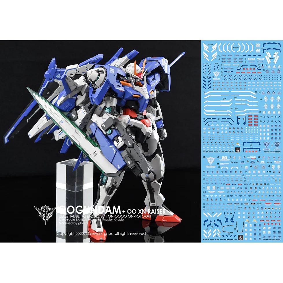 Decal trượt nước YAN 020 GHOST MG 1 / 100 XN Raiser 00R Dạ quang YANMG029