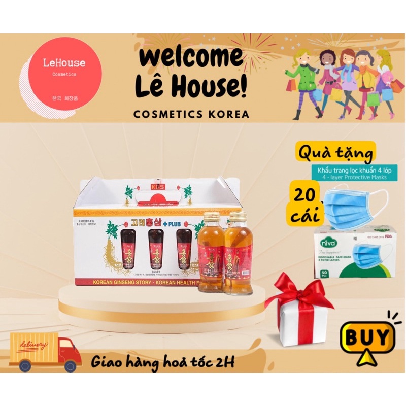 Nước hồng sâm có củ KGS Hàn Quốc loại 120ml x 10 chai chính hãng
