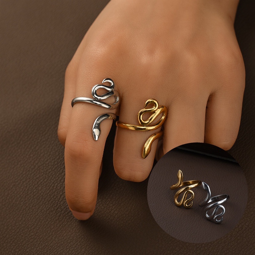 Nhẫn Thép Không Gỉ Hình Rắn Thời Trang