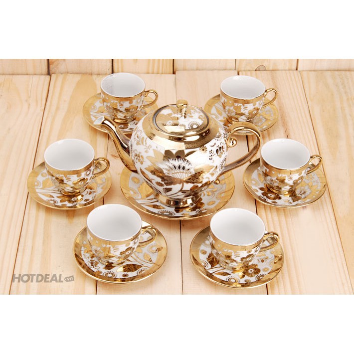 Bộ bình ly chế trà 400ml bộ bình gồm 6 ly kèm đĩa lót
