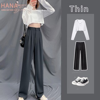 Quần tây nữ ống suông rộng dài cạp lưng cao màu Đen Tím - Phối áo sơ mi mặc đi làm công sở đi học - Vải vitex dày dặn