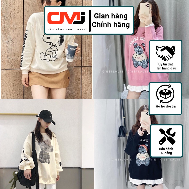 Áo khoác form rộng,Áo sweater nỉ , Áo Hoodie Ulzzang Form rộng hình gấu Hot trend Thời Trang Thu Đông siêu đẹp