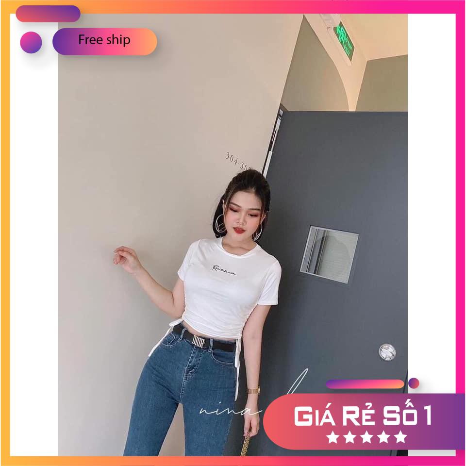 ( DEAL 1K ) (thitun15) Áo Croptop Nữ *FREESHIP EXTRA* Áo Crt Rút Dây 2 Bên Eo Chất Thun Bozip Loại 1