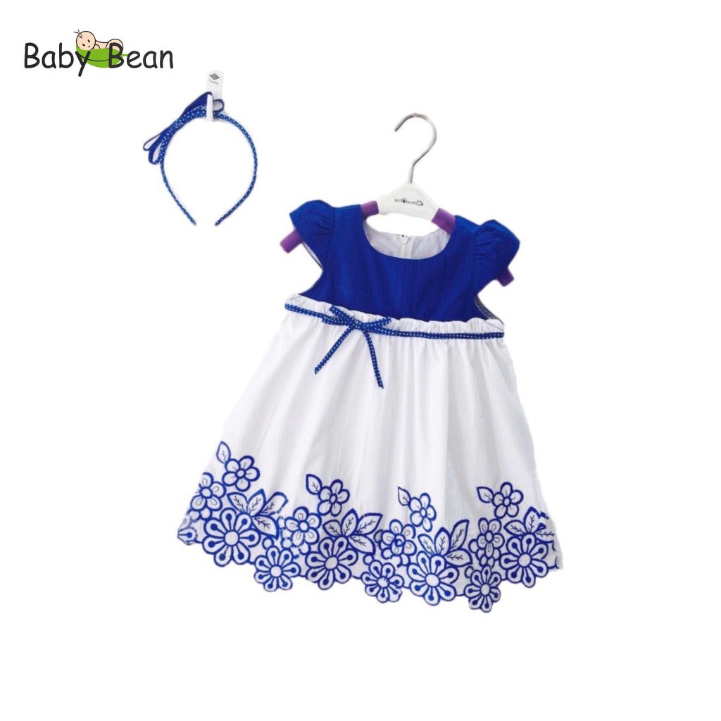 [MÃ THƯƠNG HIỆU YÊU THÍCH Voucher giảm 10%] Đầm Cotton Giấy Tay Cánh Tiên thêu Bông Chân Bé Gái BabyBean (10kg-40kg)