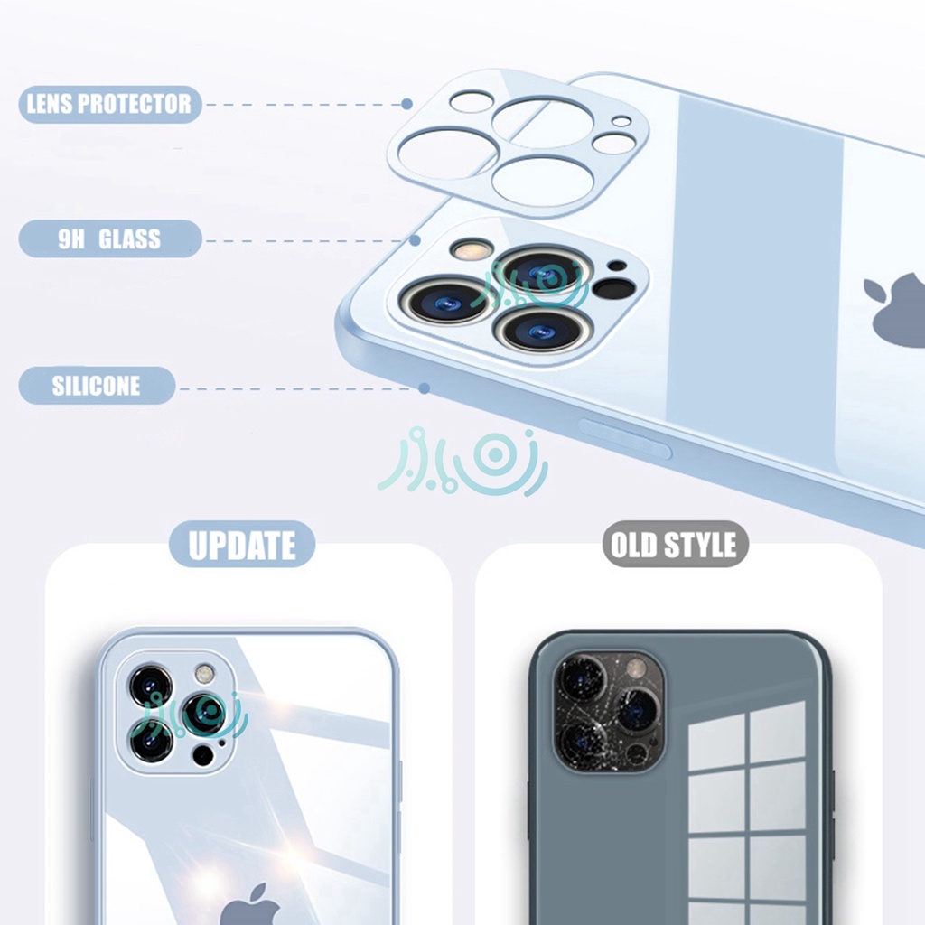 【Free Lanyard】Macaron Casing iPhone 11 12 Pro MAX XS MAX XR X 6 6S 7+ 8 Plus SE 2020 11 Pro max Tempered Glass Case Square Silicone back cover