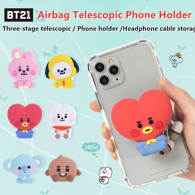 Giá Đỡ Điện Thoại / Dây Cáp / Tai Nghe Họa Tiết Hoạt Hình BT21 Dễ Thương