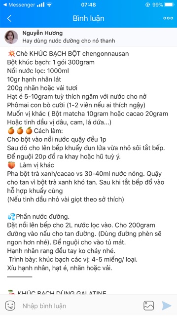 Bột khúc bạch/ panna cotta gói hoà tan 1 Lít