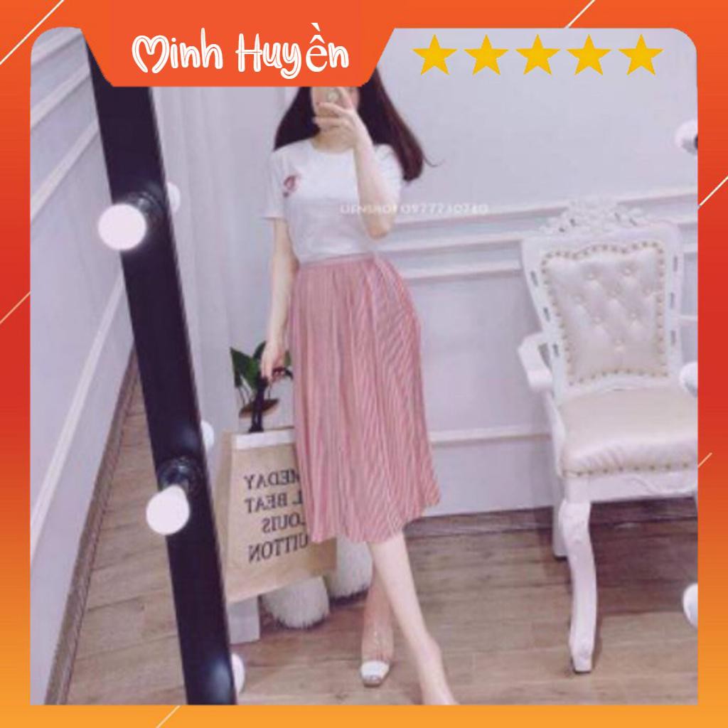 [Minh Huyền] CHÂN VÁY XẾP LY DÁNG DÀI MÀU HỒNG