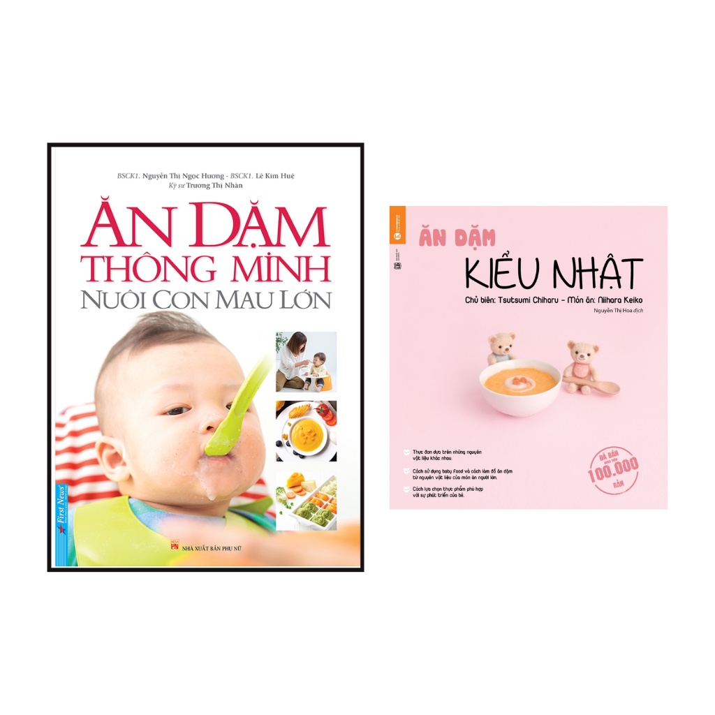 Sách Combo 2 cuốn : Ăn dặm kiểu Nhật  th + Ăn dặm thông minh Nuôi con mau lớn fs