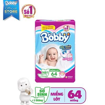 Tã dán sơ sinh Bobby NB1 64, XS42,XS72,S56,S80