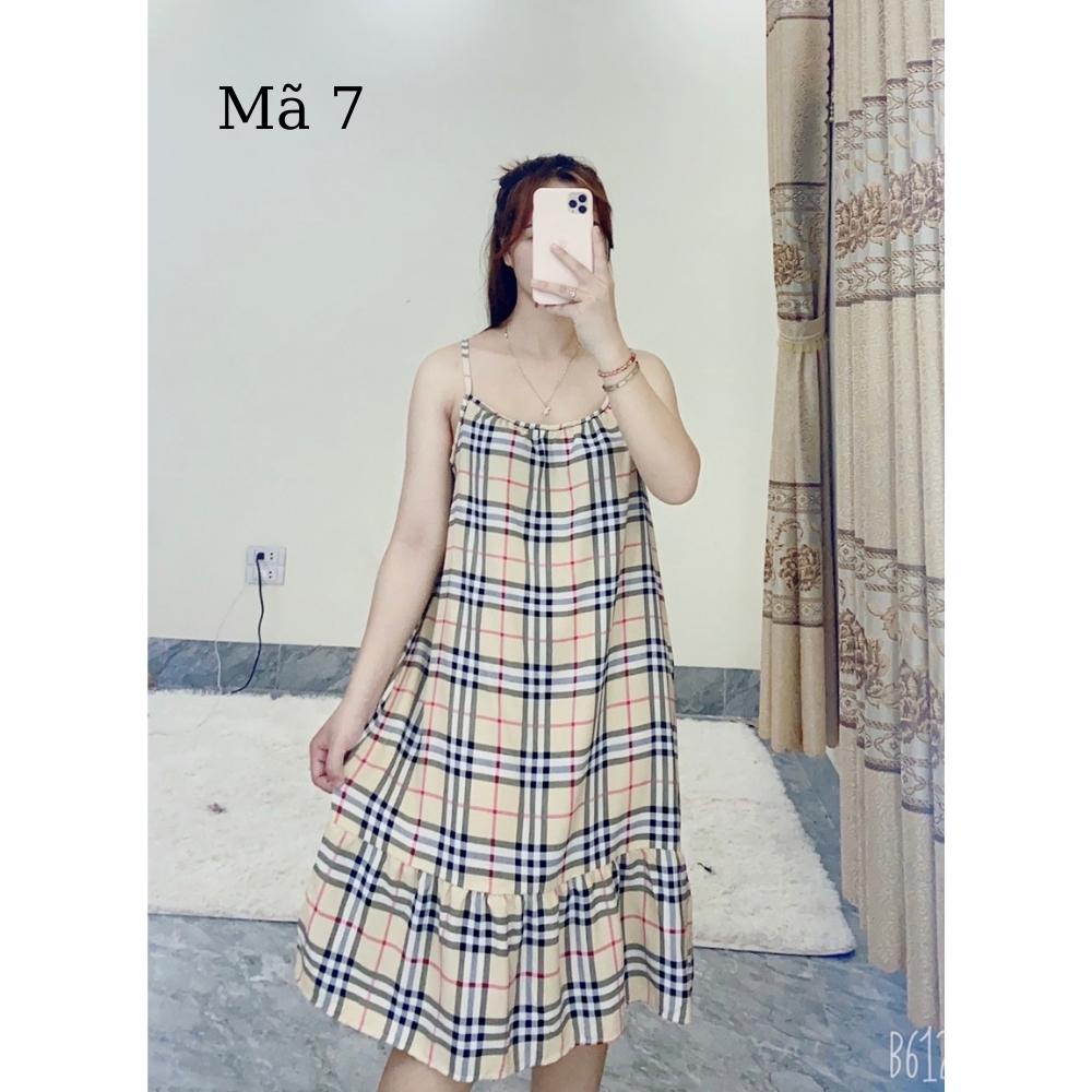 Váy Bầu Hai Dây Mặc Ngủ Mùa Hè Ở Nhà Vải Lanh Lụa  Mát Mẻ, Siêu Thoáng