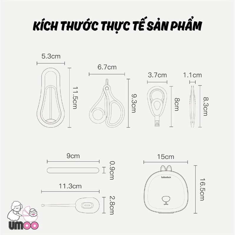 BỘ BẤM MÓNG VỆ SINH CHO BÉ 6 MÓN UMOO