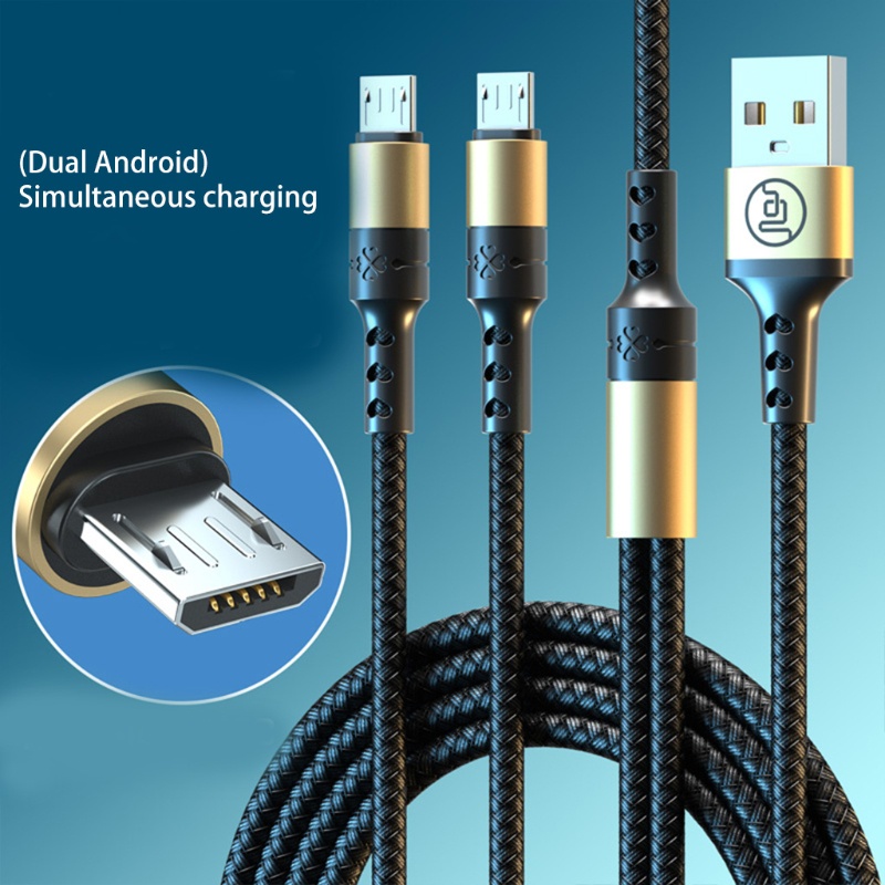 Dây Cáp Sạc Dữ Liệu Micro USB Kép 2 Trong 1 Dài 1.5M Cho Điện Thoại