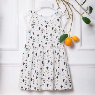Lapomme - váy cotton xoè hoạ tiết xương rồng