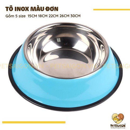 TÔ INOX MÀU ĐƠN DÀNH CHO CHÓ MÈO