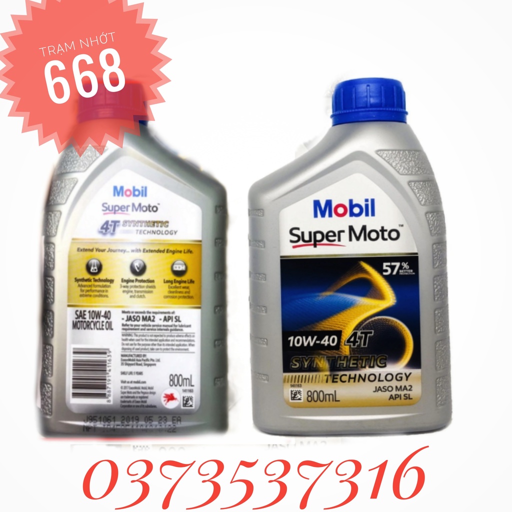 Nhớt Xe Số Mobil Super Moto 10w40 800ml- Dầu nhớt Mobil Singapore