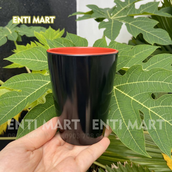 10 ly trà, cốc nước màu đỏ đen nhựa melamine cao cấp