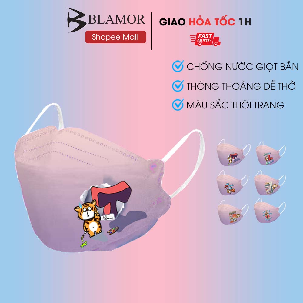 Khẩu trang màu kf94 Blamor thời trang thiết kế Hàn Quốc 3d 4 lớp thông thoáng dễ thở OMBRE 6