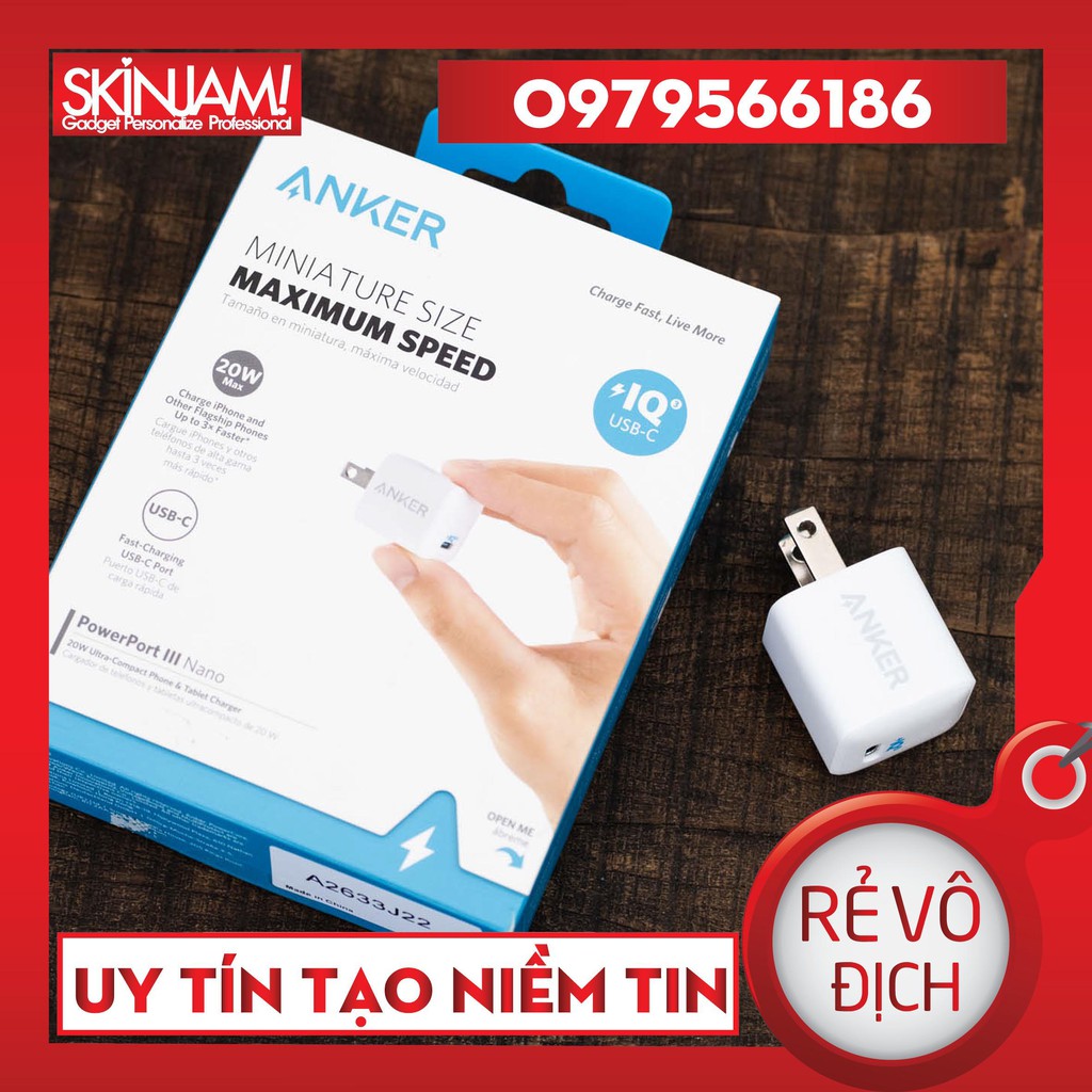 [ ANKER VN ] Củ Sạc Anker 20w A2633/ A2634 PowerPort III Nano 1 cổng USB-C công nghệ PD Sạc Nhanh