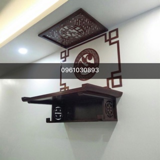 Bàn thờ treo tường gỗ sồi kt 61x107 kèm chắn khói