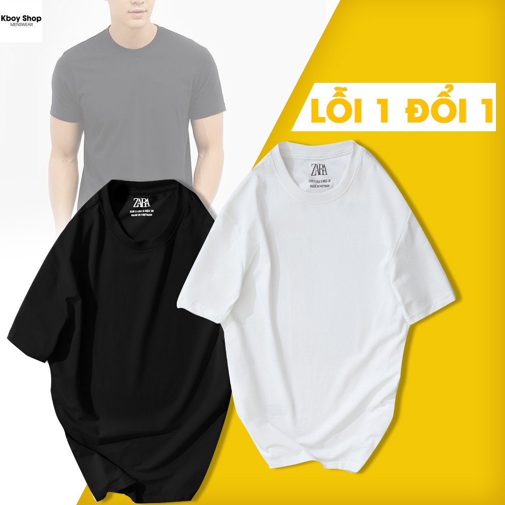 Áo thun phông trơn nam 100% Cotton Trắng Đen tay ngắn cổ tròn dáng ôm phối cực cá tính, dễ phối đồ - AT01